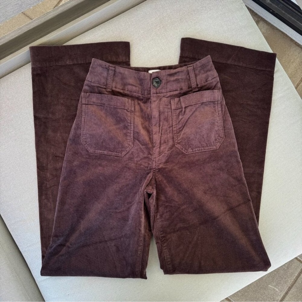 New Anthropologie The Colette Cord Full-Length Wide-Leg Pants 26 Brown - Picture 3 of 10